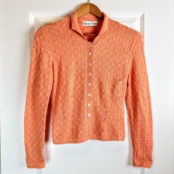 Marion Foale Tangerine Orange Knit Cardigan - Picture 1 of 4